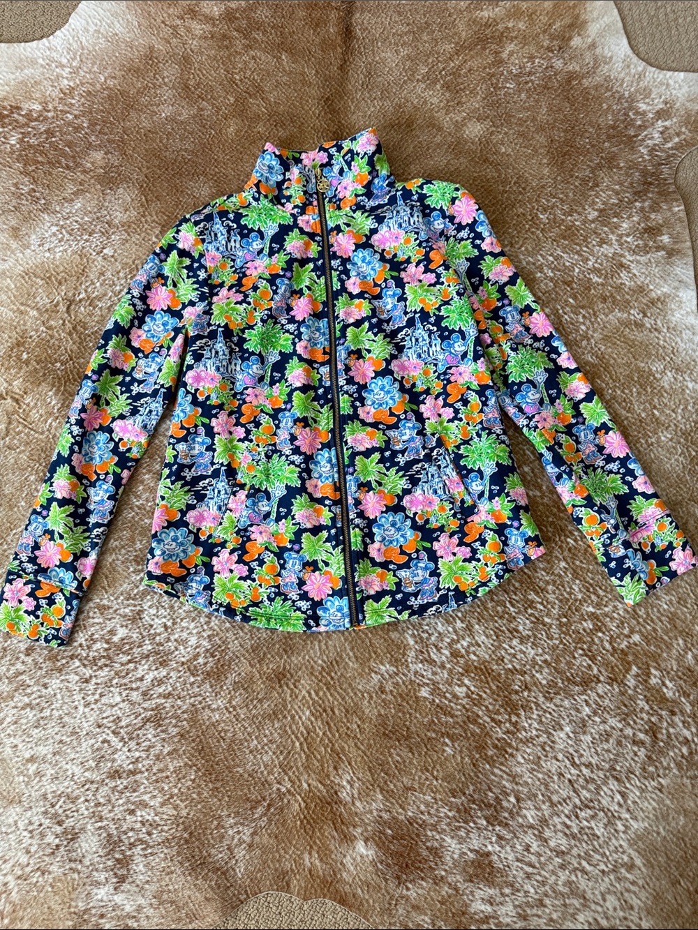 Lilly Pulitzer and Disney collab  Floral Zip-Up Jacket - Navy Multi
